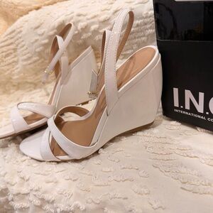 INC International Concepts Women's Cream Wedge Sandals